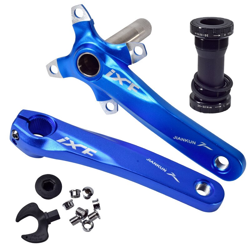 Mountain Bike Crank Set with Central Axis Positive and Negative Tooth Mountain Bike Integrated Hollow Crank Bike Crank/Parts: Blue