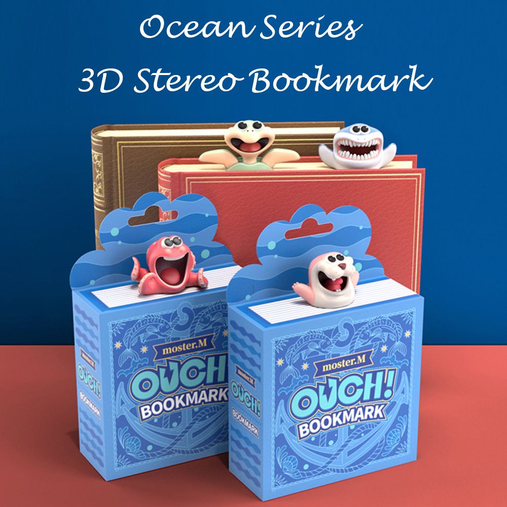 1PC 3D Stereo Lovely Cartoon Animal Bookmarks PVC Material Original Ocean Series Book Marker Stationery Supplies