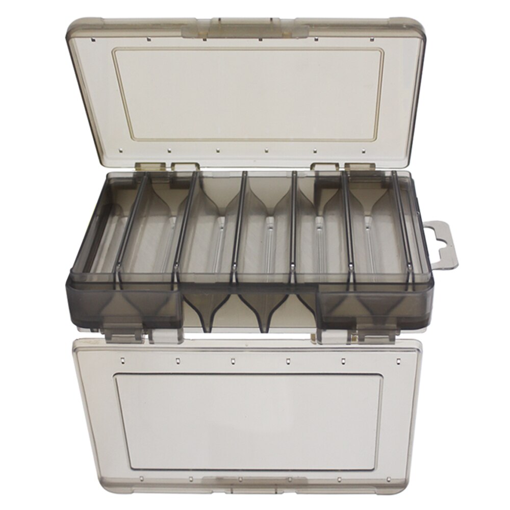Double Sided Fishing Lure Box Squid Jig Minnows Bait Fishing Tackle Box Storage Case Container: Black 12 grids