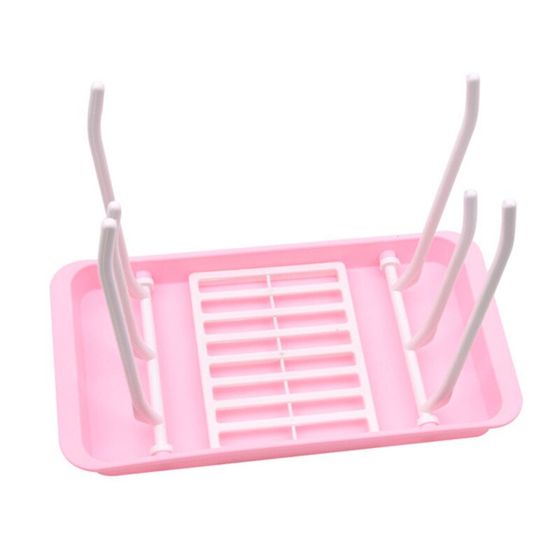 Soporte para secar botellas de plástico para bebé, alimentación de bebé, estante de secado para limpieza, estante para pezón, soporte para secar botellas: Pink