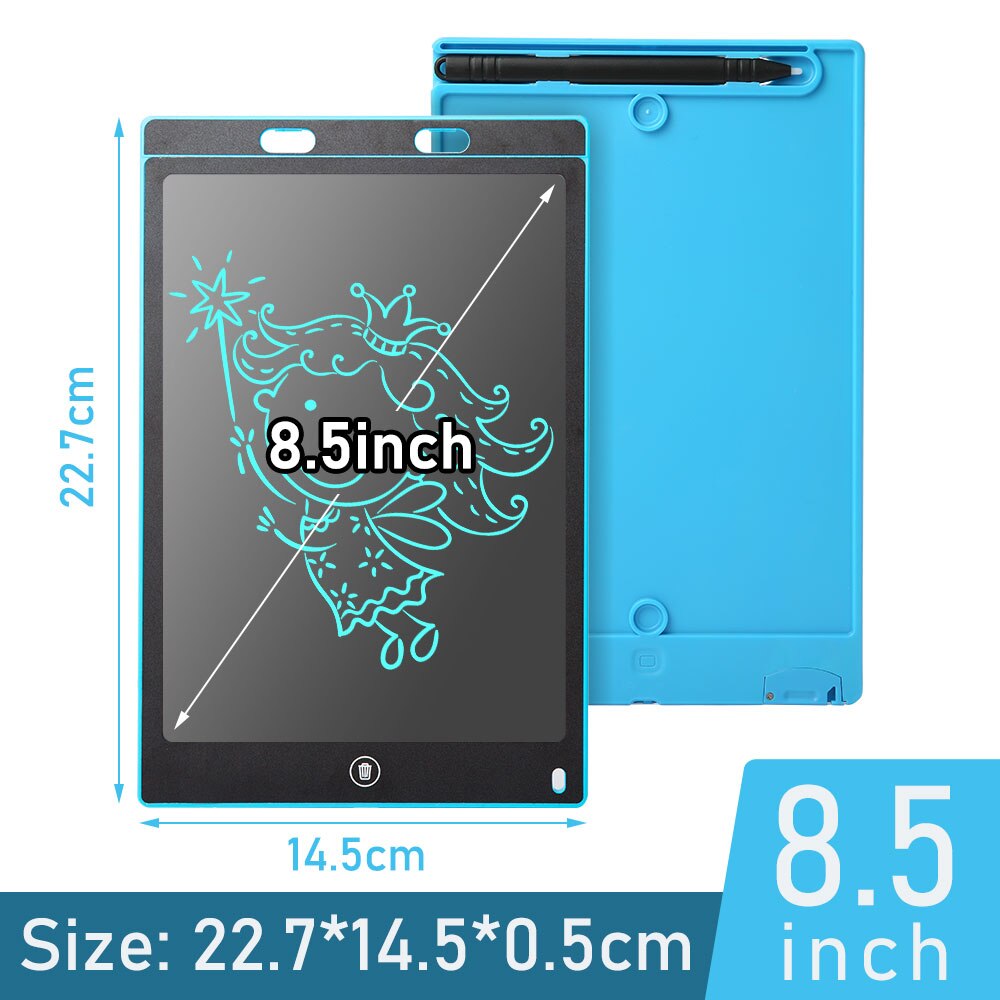 8.5/12 inch LCD Writing Tablet Colored Handwriting Pads Ultra Thin Graphics Erasable Drawing Board Christmas For Kids: 8 inch blue