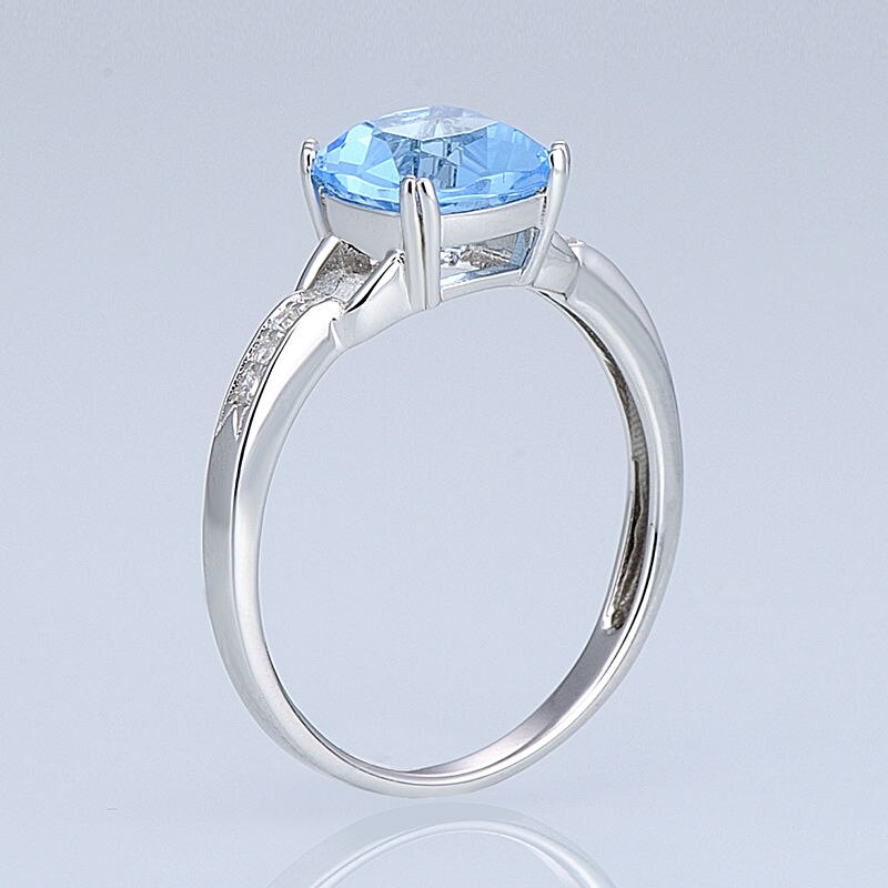 SANTUZZA Silver Rings For Women 925 Sterling Silver Newest Sparkling luxury Rings Sky Blue Bague Bijoux Jewelry