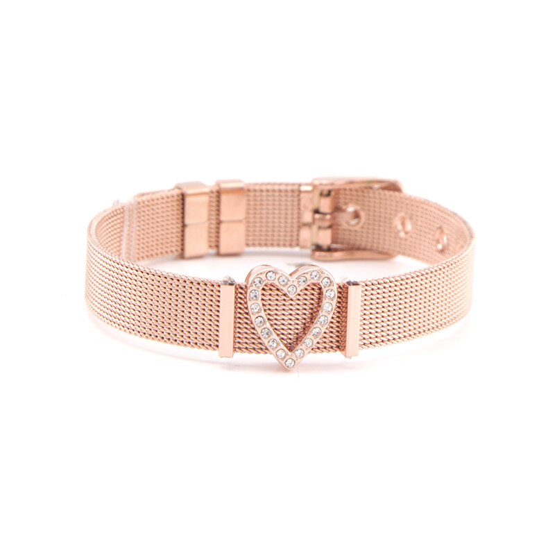 Somsoar Jewelry Color Mesh Bracelet Set with Heart Slide Charms Stainless Steel Bracelet as Valentine's day