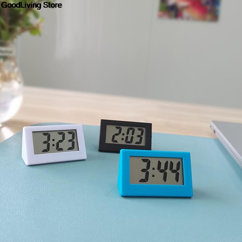 1PC Desk Digital Clock Lcd Screen Self-adhesive Bracket Car Clock Plastic Mini Time Clock Mini Triangle Clock