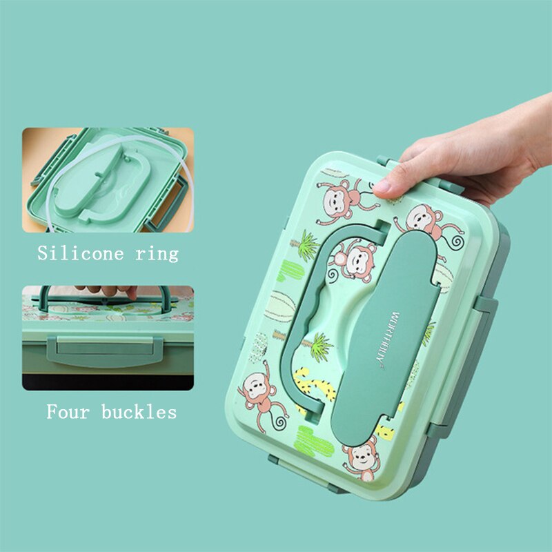 Lunch Box 316 Stainless Steel Bento Box Monkey Leak-Proof Food Container Box Microwae Heating For School Kids Office Worker
