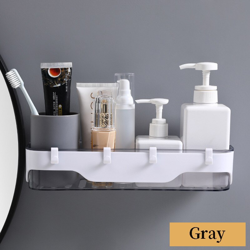 Caja de almacenamiento de champú de Gel de ducha de , estante de almacenamiento sin perforaciones, succión de baño y pared: gray