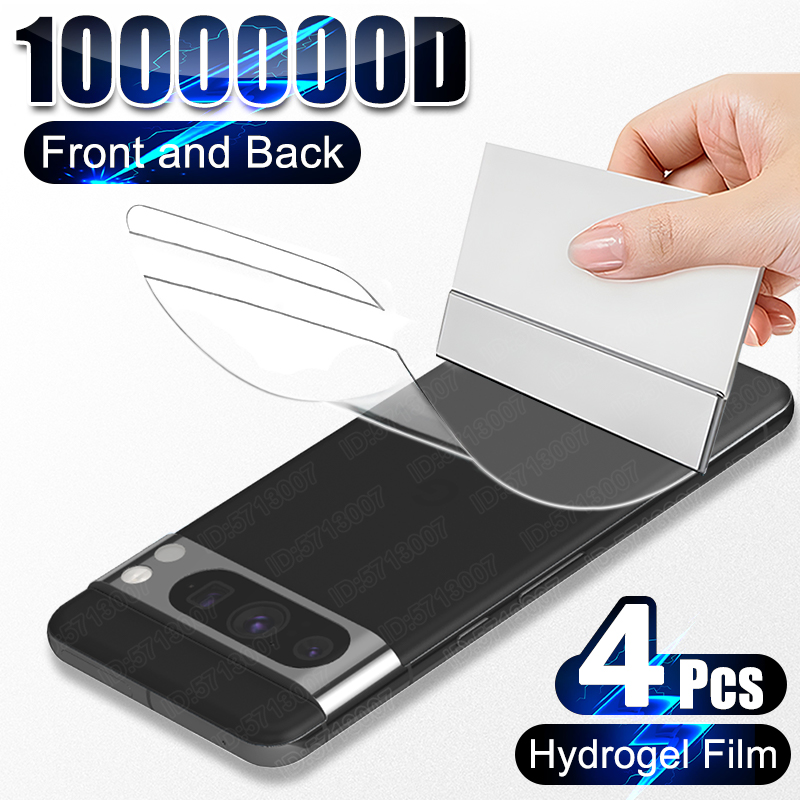 4pcs Front Back Hydrogel Soft Film For Google Pixel 8 6 7 Pro 7A 6A Full Cover Screen Protector Clear Sticker Films Accessories