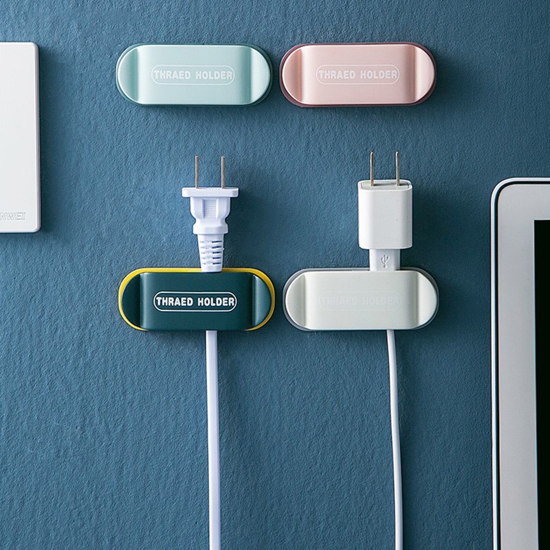 4Pcs Strong Adhesive Hook Power Plug Socket Hanger Holder Wall Mounted Punch-free Hooks Multi-function Home Cable Organizer