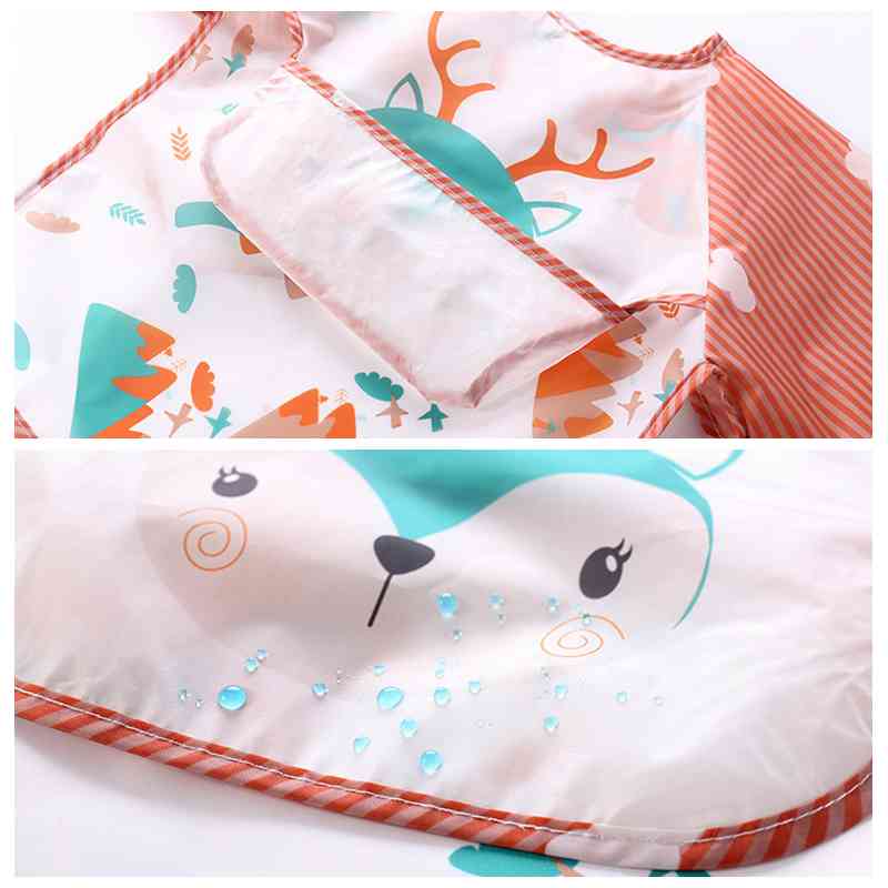 Imperméable bébé bavoirs avec poche mignon dessin animé enfant en bas âge filles garçons bavoir enfants manger dessin à manches longues tablier