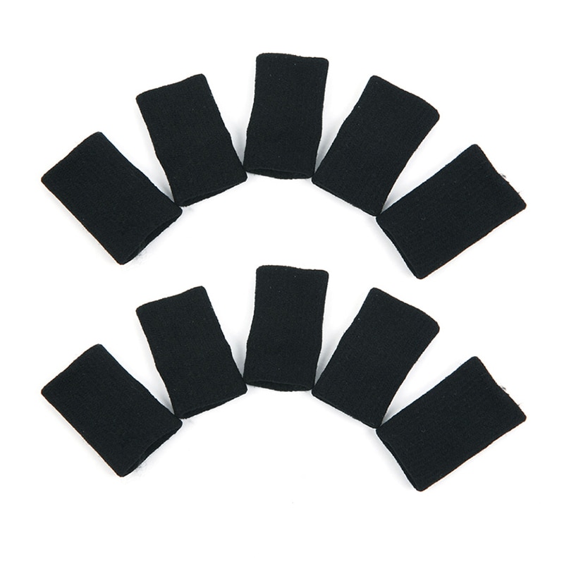 10 Finger Sleeves Support Thumb Brace Protector Breathable Elastic Finger Tape Basketball Ball Tennis Cricket Sport Accessories: black