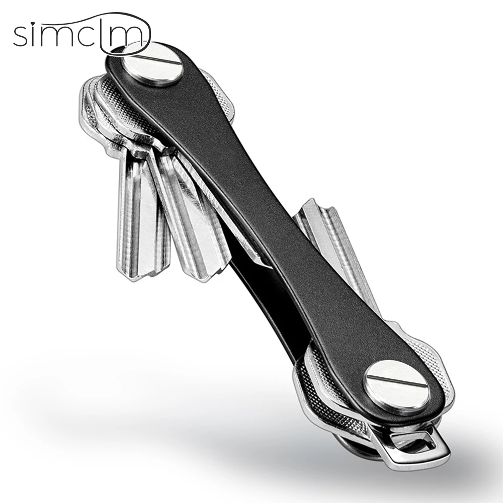 Llavero inteligente para hombre, Cartera de Metal, caja compacta de almacenamiento con Clip, organizador de llaves para coche Clip de llave de metal Caja de almacenamiento de llaves de aleación de aluminio: Castaño