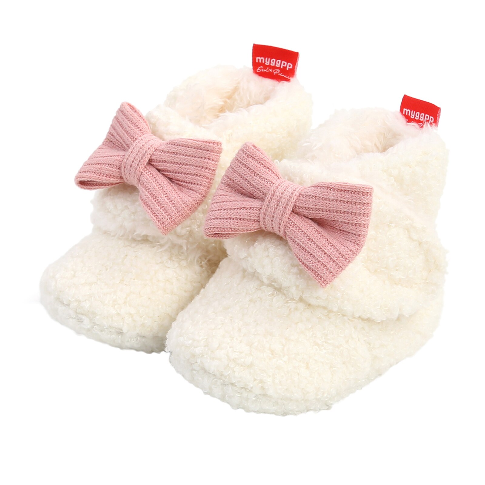 Baby-schneestiefel für mädchen, winterschuhe, einfarbig, fleecefutter, warm, rutschfest, lauflernschuhe 0-18m: A / 0-6 monate