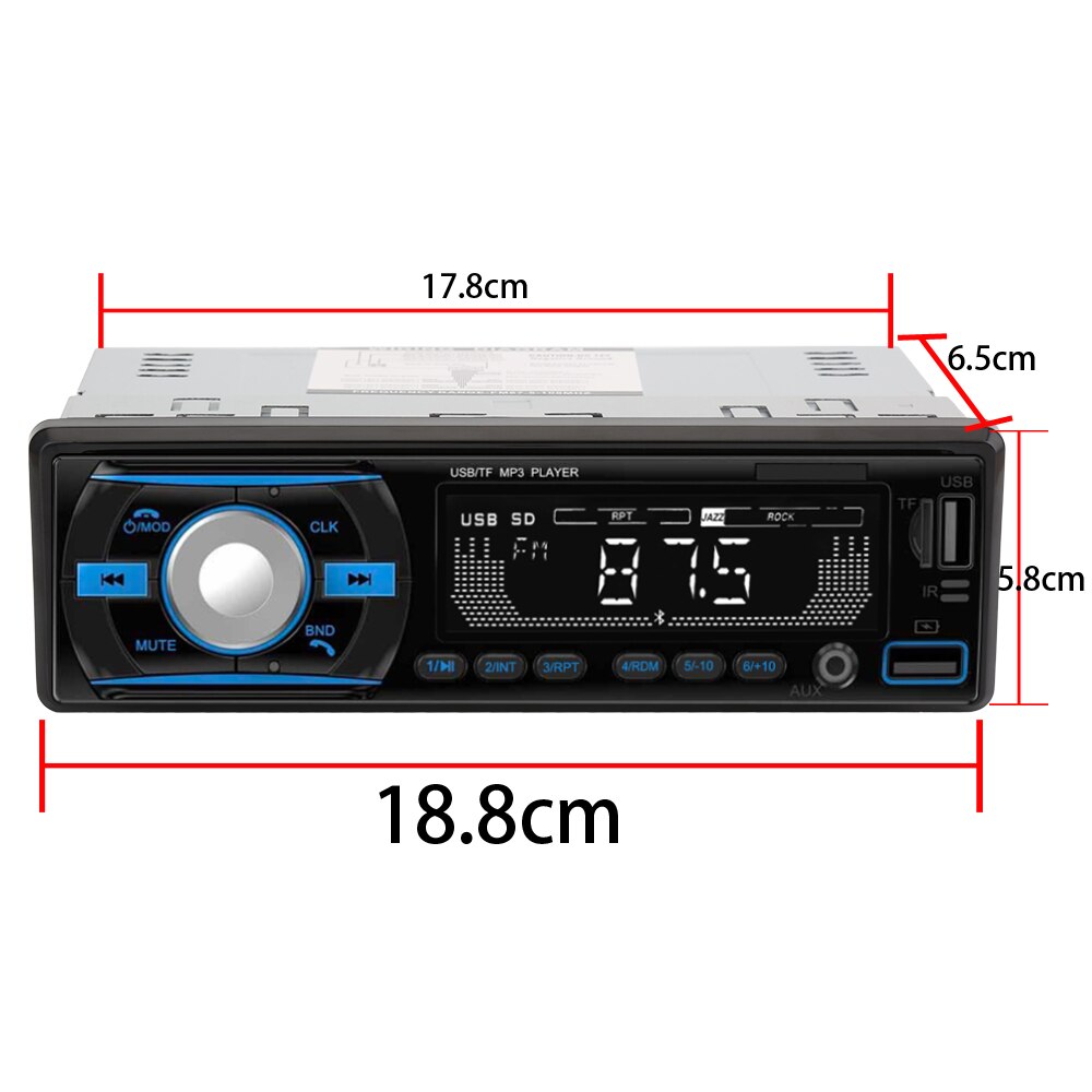 Car Radio MP3 Multimedia Players AUX Input 1 Din With Bluetooth USB FM Stereo Music