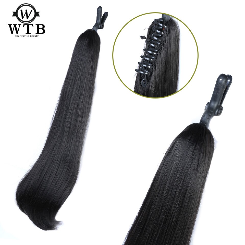 WTB Heat Resistant Straight Long Synthetic Ponytail Clip In Pony Tail Hair Extensions Wrap on Hairpieces Hairstyles