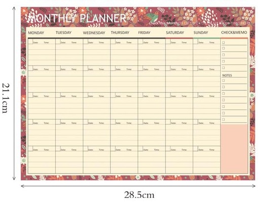 Korea Stationery Memo Notepad Month Day weekly planner Mini Notebook For Student Classmate stickers Office 365 plan: bird  month