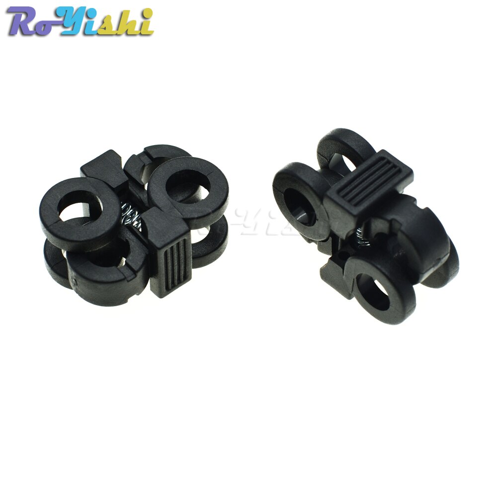 2 hull 5.7mm skolisser plastspenner snorlåser vippestopper svart