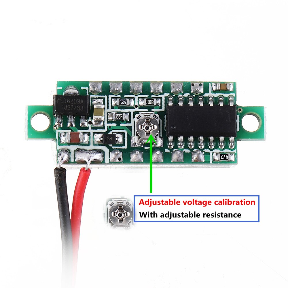 0.28 inch two-wire DC voltmeter digital display voltmeter head DC2.5-30V micro-adjustable calibration