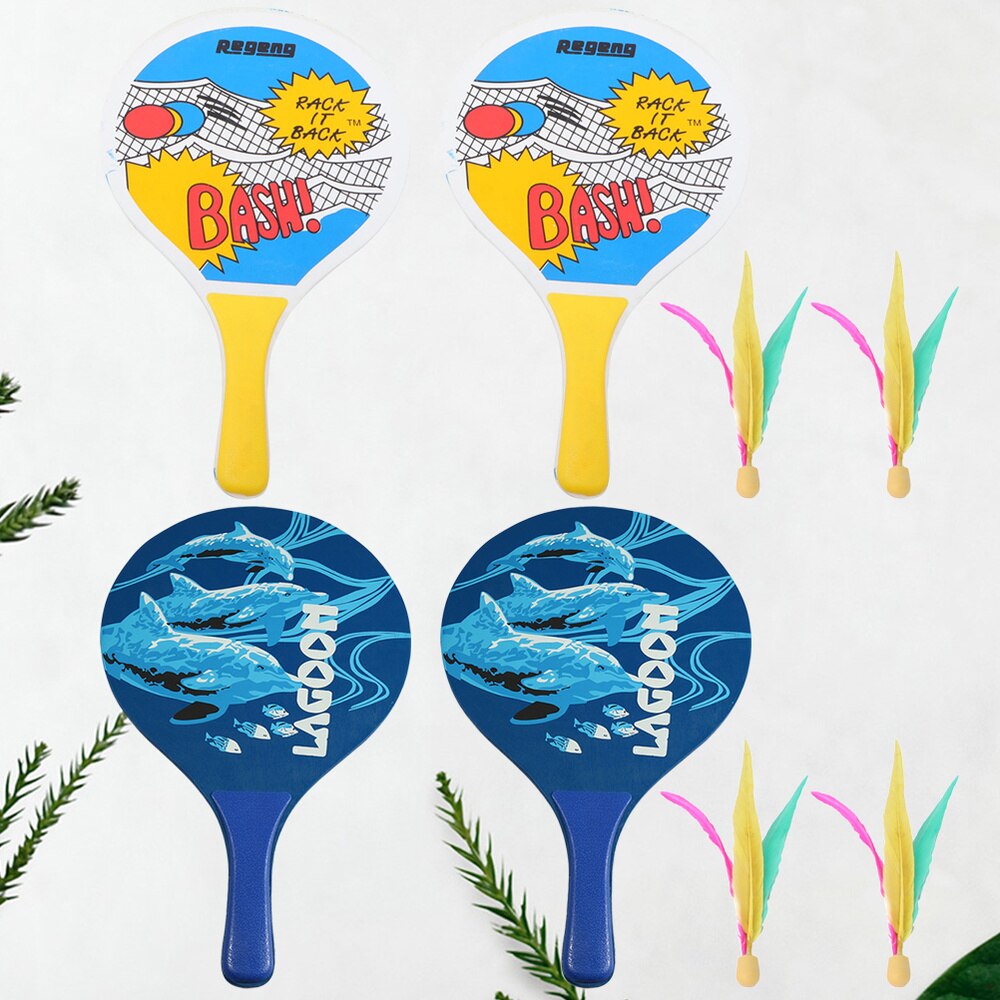 2Set of Board Badminton Racket Beach Racket Seven Layers High-grade Poplar Wood Table Tennis Racket(Random Style)