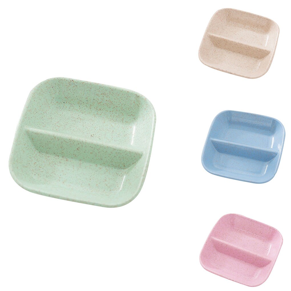 Wheat Straw Square Divided Seasoning Dishes Table Sauce Container Kitchen Cutlery Snack Plate for sushi Dumpling