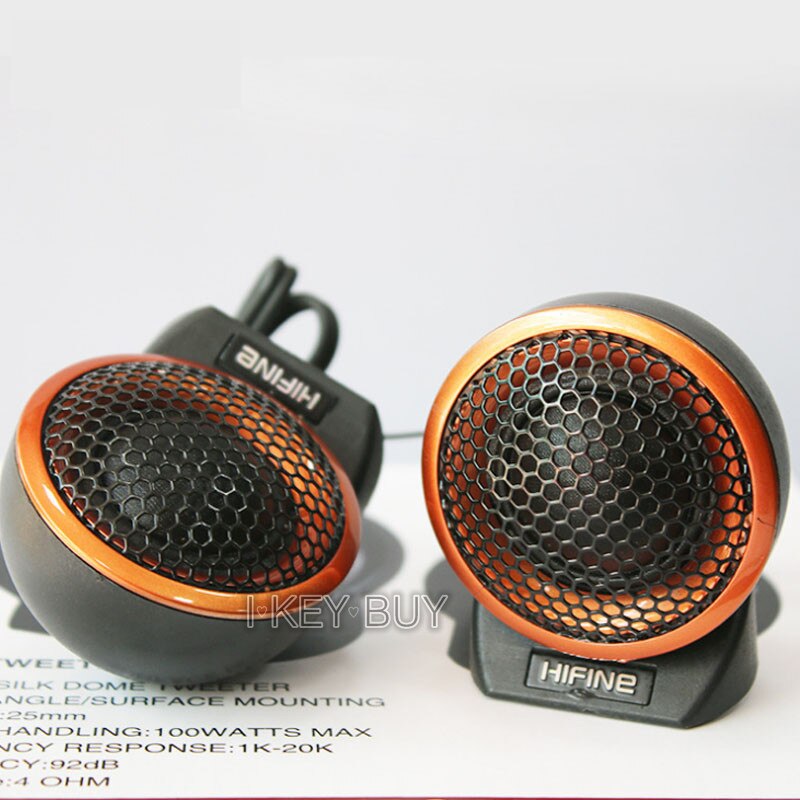 2 Inch Car Speaker Dome Tweeter With Capacitor Base Bracket Vehicle Auto Music Stereo Modified Loud Speakers Orange