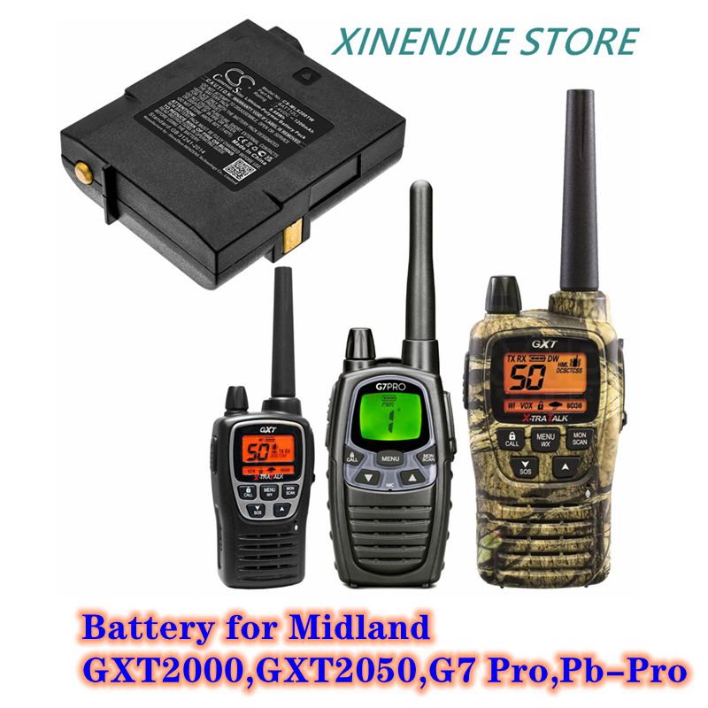Zwei-wege-funkgerät-akku 7.4v/1200 mah 12li passend für midland gxt 2000,, gxt 2050,g7 pro, pb-pro