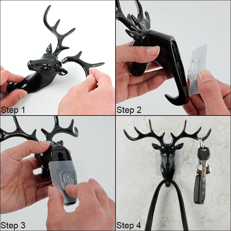 Wall Hanger Decor Deer Head Antler American Style Keys Bags Clothes Hook Holder Decorative Shelves
