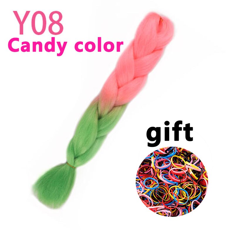 Synthetic hair Braids Ombre Braiding Hair Extension Box Braids Hair Pink Purple Yellow Golden Colors Crochet braids Kanekalon: 24/613
