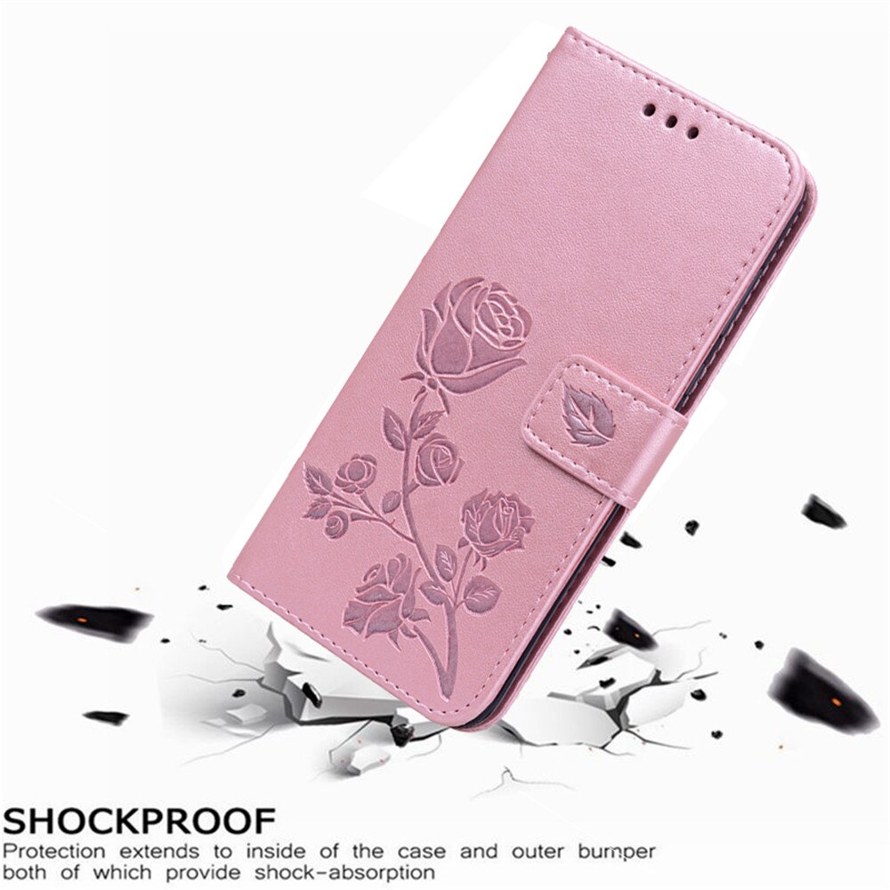 Luksusowe skórzane etui Book Case z klapką do LG K7 M1 Tribute 5 X210 X210DS MS330 LS675 róża kwiecisty portfel etui z podstawką pokrowiec na telefon coque
