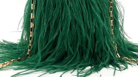 Luxury Ostrich Feather Wedding Purses and Handbags for Women Bucket Tote Pearl Fringe Party Chain Shoulder Bag: pearl green