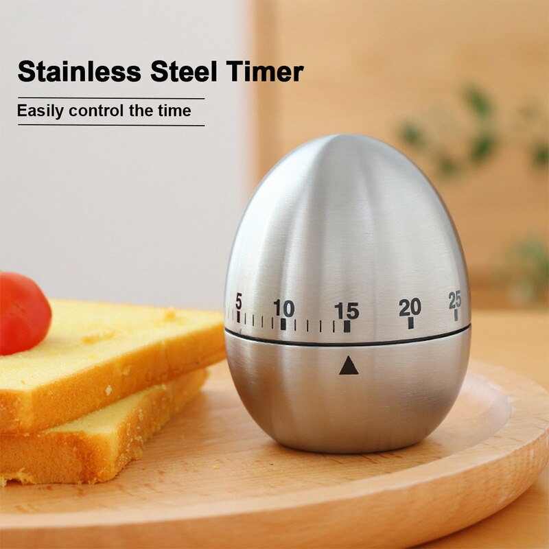MIJOMA Küchentimer | 60-Minuten Kurzzeitwecker | Vielseitige Formen & Farben | Eieruhr & Countdown-Timer | Präziser mechanischer Timer für Kochen, Backen & Haushalt (Ei Weiß-Steingrau