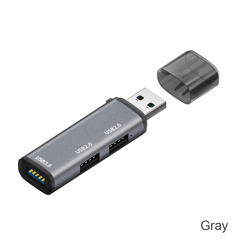 USB Hub USB 3.0 2.0 High Speed External 3 Ports USB Adapter U Disk Splitter Multi Usb Expander For Macbook Computer Laptop PC: Gray