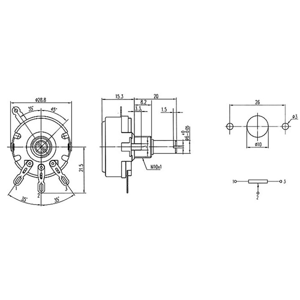 1 Set WH118 Single Coil Carbon Film Potentiometer WTH118-1A 2W 100K 220K 470K 470 Ohm DIY Kit Part Potentiometer