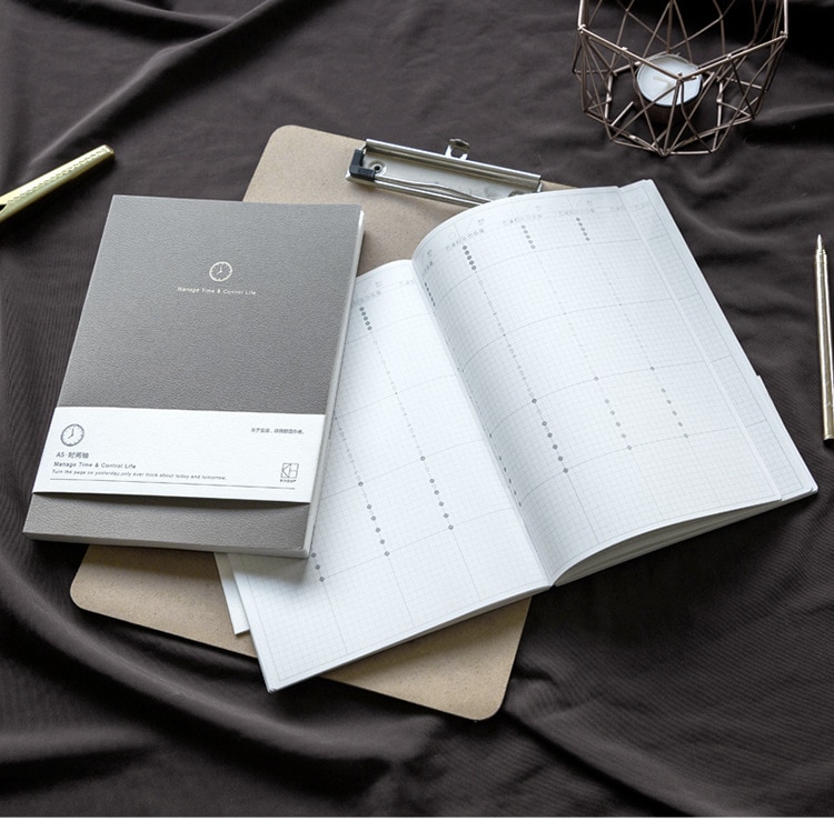 My Timeline Scheduler Notebook A5 Planner Book 80 Sheets DIY Undated Calendar+Check List+Monthly Weekly Plan Paper Cool