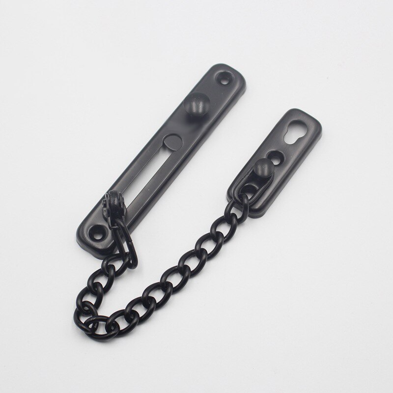 Door Chain Lock Stainless Steel Security Chain Guard With Spring Anti Theft Press Lock Heavy Duty Polished Door Latch With Screw: Black