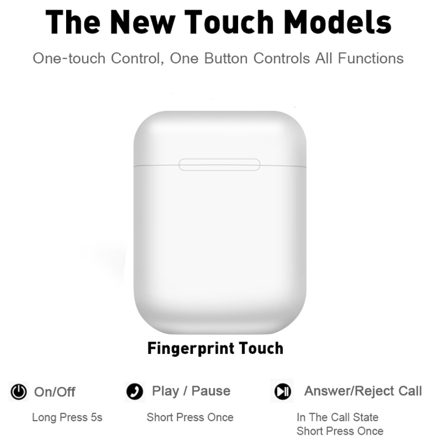 Originale  i12 tws inpods 12 i9s øretelefoner bluetooth trådløs øretelefon touc bas stereo headset sport øretelefoner pk  i7s