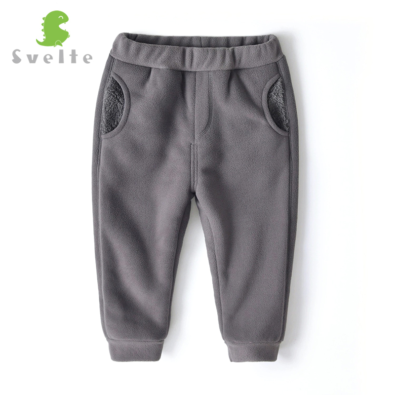 Smukłe 2-14 lat chłopięce grube futrzane spodnie z polaru z 2 kieszeniami na zimę Chlidren zwykły jednolity kolor, spodnie dziecięce spodnie dresowe robić biegania