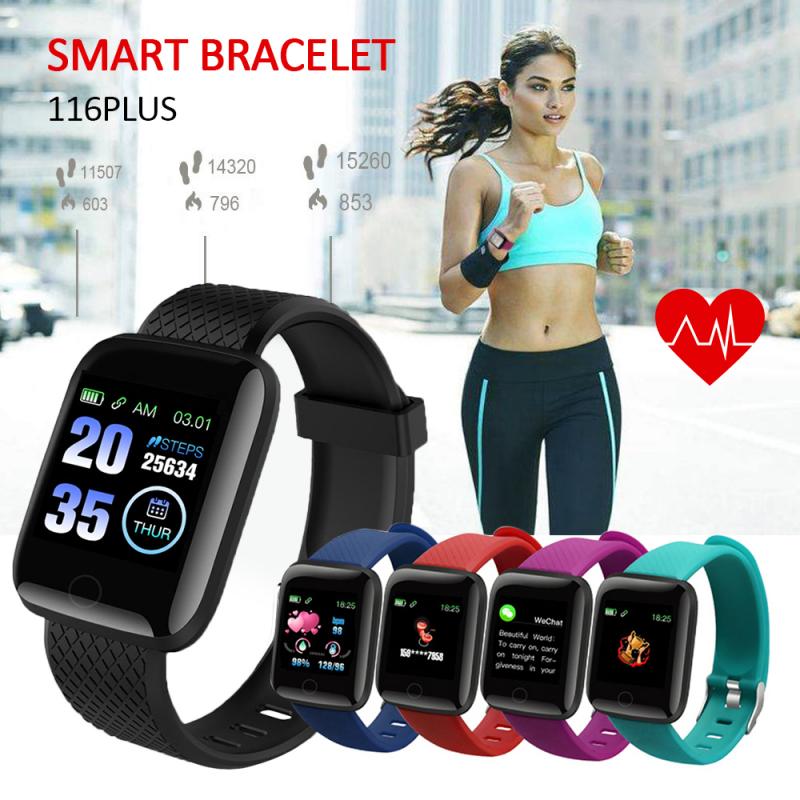 116 Plus Smart Horloge Polsbandje Sport Fitness Bloeddruk Hartslag Oproep Herinnering Stappenteller IP67 Waterdichte Smart Armband