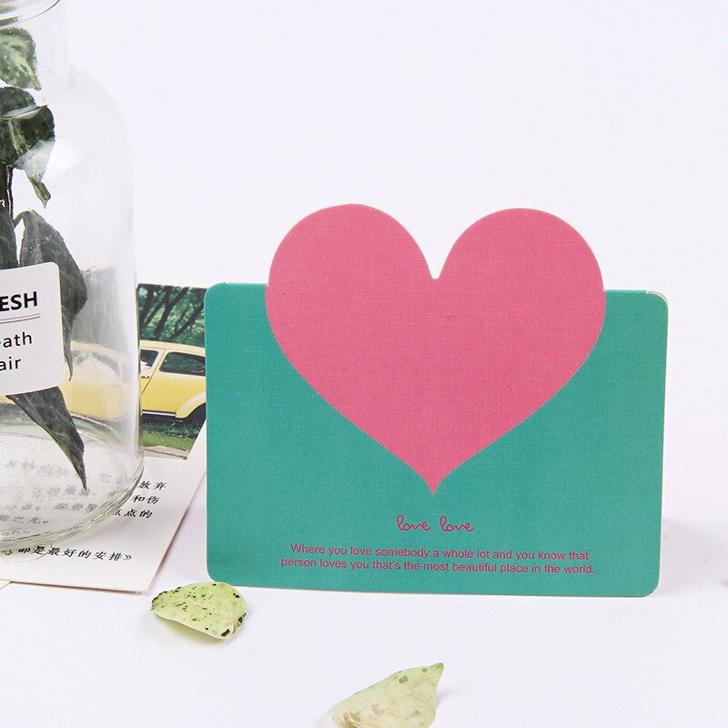 50 stk / taske blandet farve kærlighed hjerteform lykønskningskort valentinsdagskort bryllupsinvitationer kort romantisk takkort: Grøn lyserød