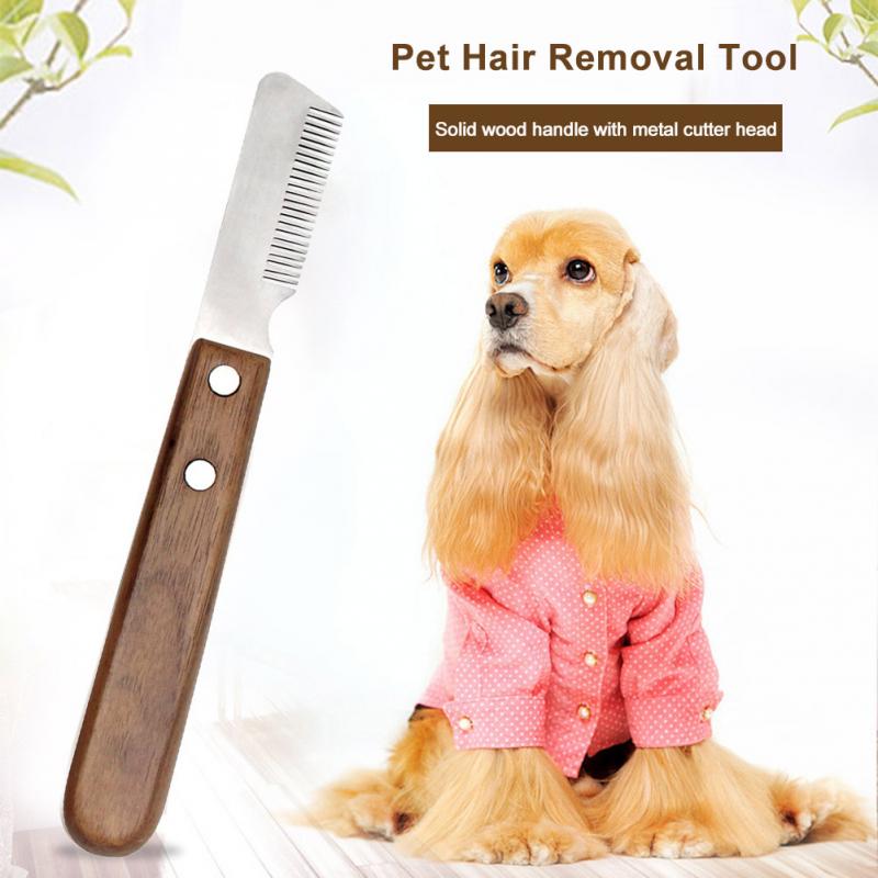 Grooming Dog Comb Stainless Steel Wooden Handle Stripping Knife Pet Hair Remover Pluck Excess Undercoat