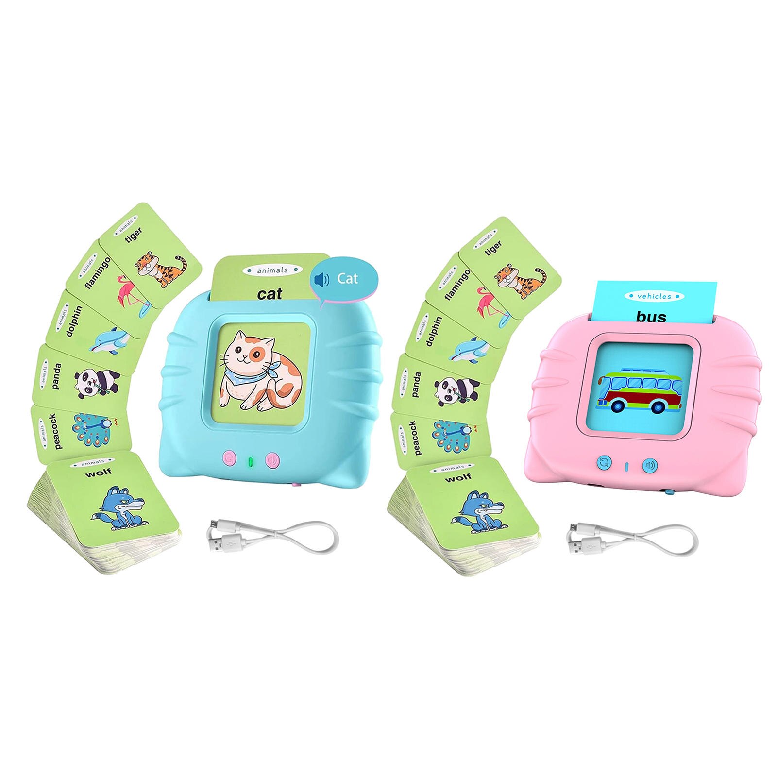 224Pcs Flash Cards Education Machine Audible with Sound Effects 12 Themes Talking Toys Interactive Toys for Age 2-6