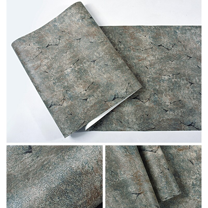 Retro Industrial Style Plain Solid Color Wallpaper Clothing Store Internet Cafe Restaurant Retro Cement Gray Crack PVC Wallpaper: fu cu.colour