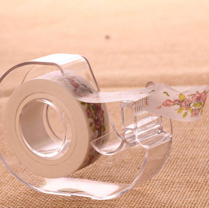 1 Pcs Novelty 15mm Transparent Masking Tape Dispensers Cutter Holder Japanese Stationery DIY Washi Tape Storage Organizer Supply