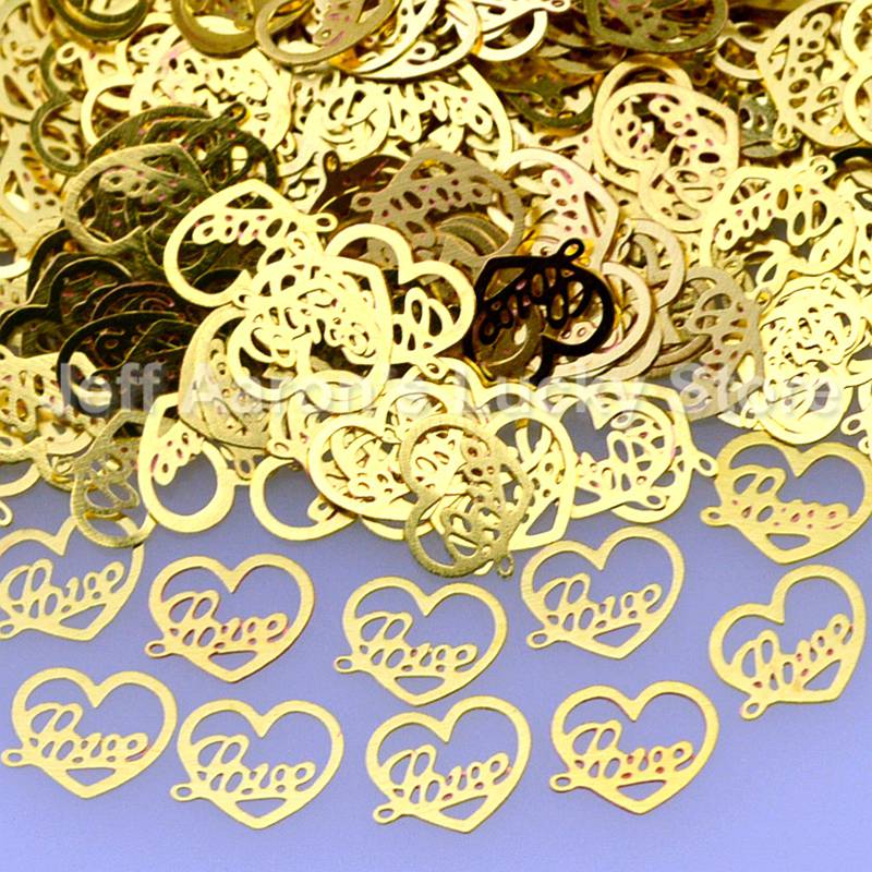 1000 STKS goud liefde hart nail folie decals meail 3d nail art decoratie gereedschap sticker legering slice nail sequin 13