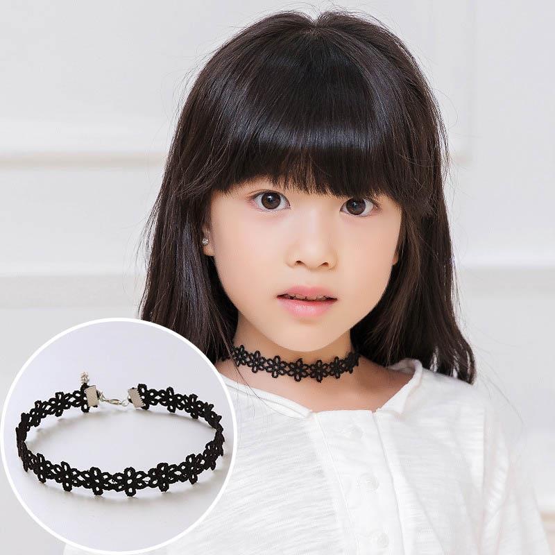 1PC Hübsche Mädchen Schwarz Multi Schicht Spitze Halskette Kinder Exquisite Gothic Stretch Choker Schmuck Kinder Halskette: 2