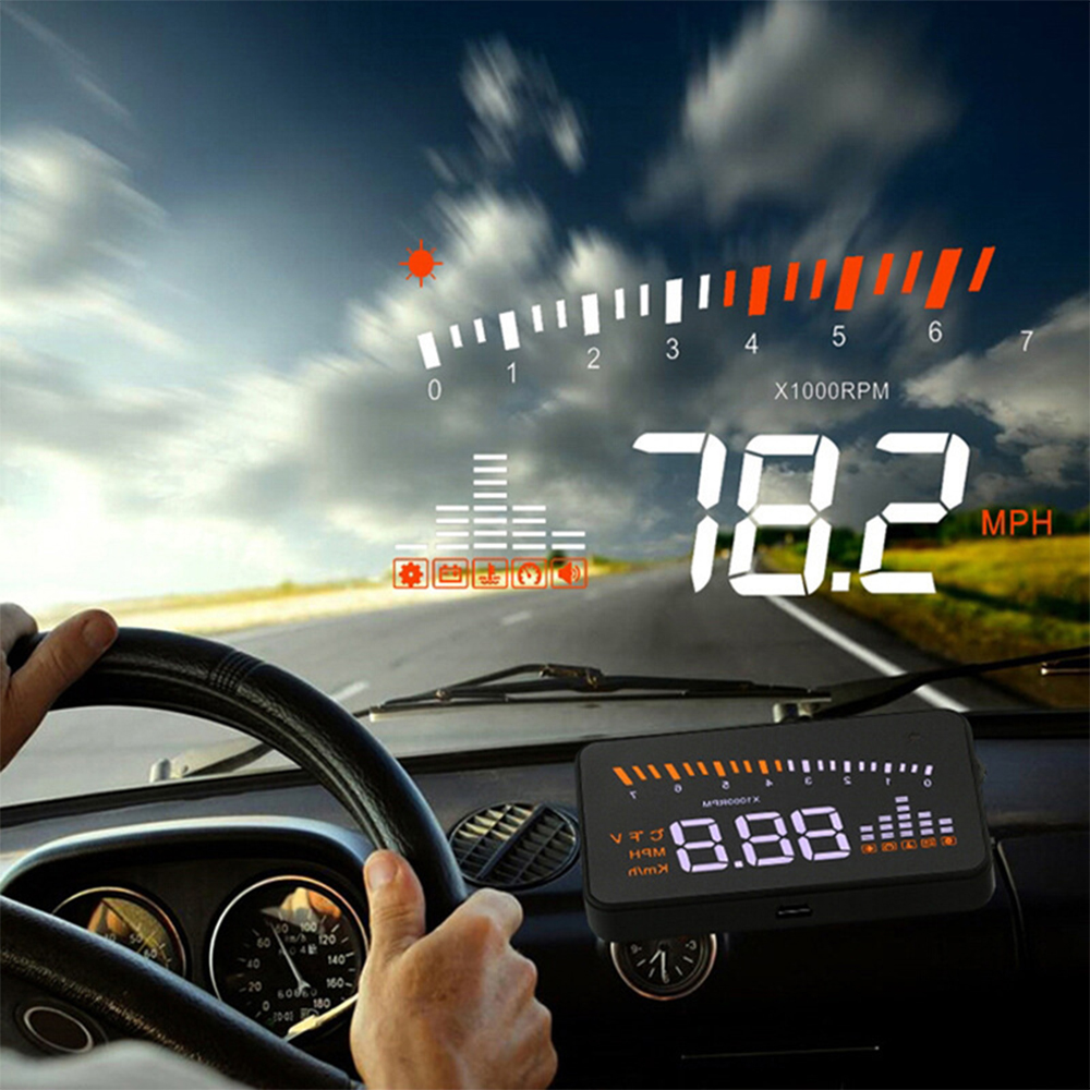 Hastighedsalarm  x5 bil hud head up display obd ii eobd automatisk matchende overhastighed advarselssystem projektor forrude bilspænding
