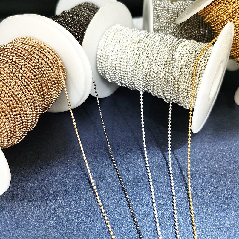 2meters 1-1.5mm Beaded Ball Chains for DIY Bracelet Necklace Jewelry Making Copper Cable Link Chain Components