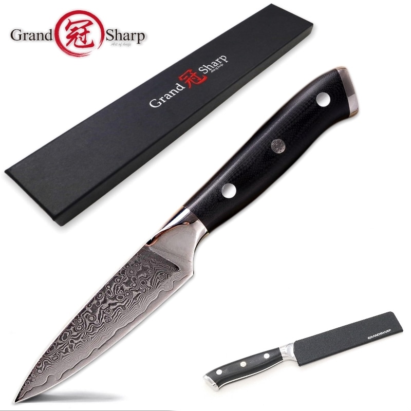 Damascus Paring knife 3.5" Japanese Damascus Stainless Steel VG-10 Mosaic Rivet G10 Handle Peeling Fruit Kitchen Chef Knife