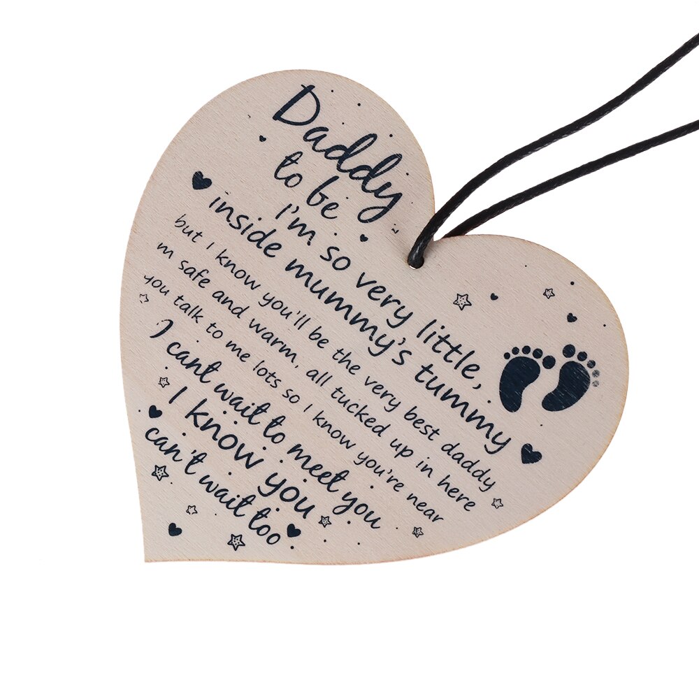 1PC Daddy Te Zijn Baby Shower Papa Vriend Hart Party Decoratie Van Bump Hout Ambachten Opknoping Plaque