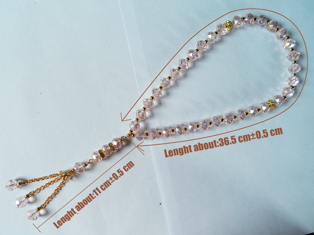 A buon mercato whole-vendita di colore rosa di cristallo Musulmano braccialetto del rosario, braccialetto 2 strato di religioso Musulmano tasbih preghiera borda il braccialetto per i regali di nozze