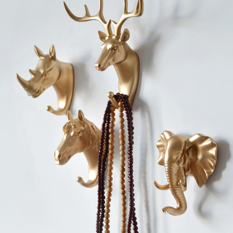 Ganchos montados en la pared, perchero con cabeza de Animal, perchero para colgar en la pared, caballo, jirafa, alce, elefante, decoración decorativa, accesorios de baño